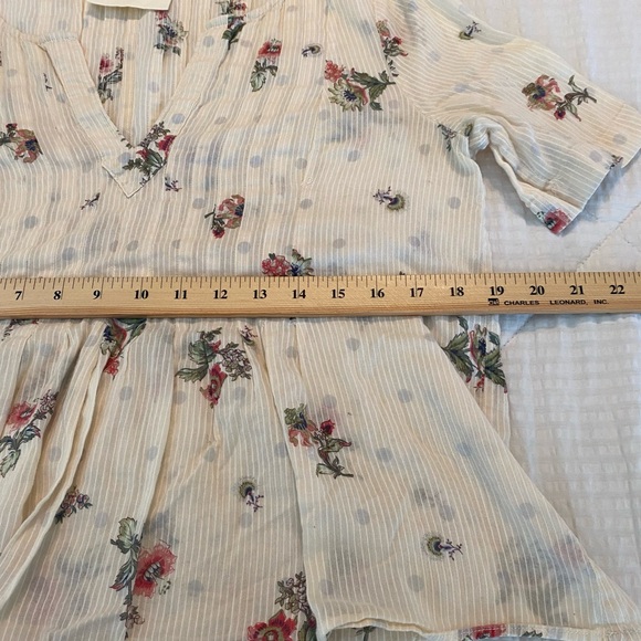 Maeve by Anthropologie Orchid Island peplum floral peasant blouse top size 8 - Picture 6 of 10